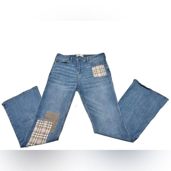 abercrombie kids Denim - Abercrombie & Fitch High Rise Flare Jeans High Waisted Patchwork Y2K Jeans